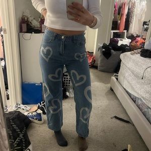 White hearts denim jeans